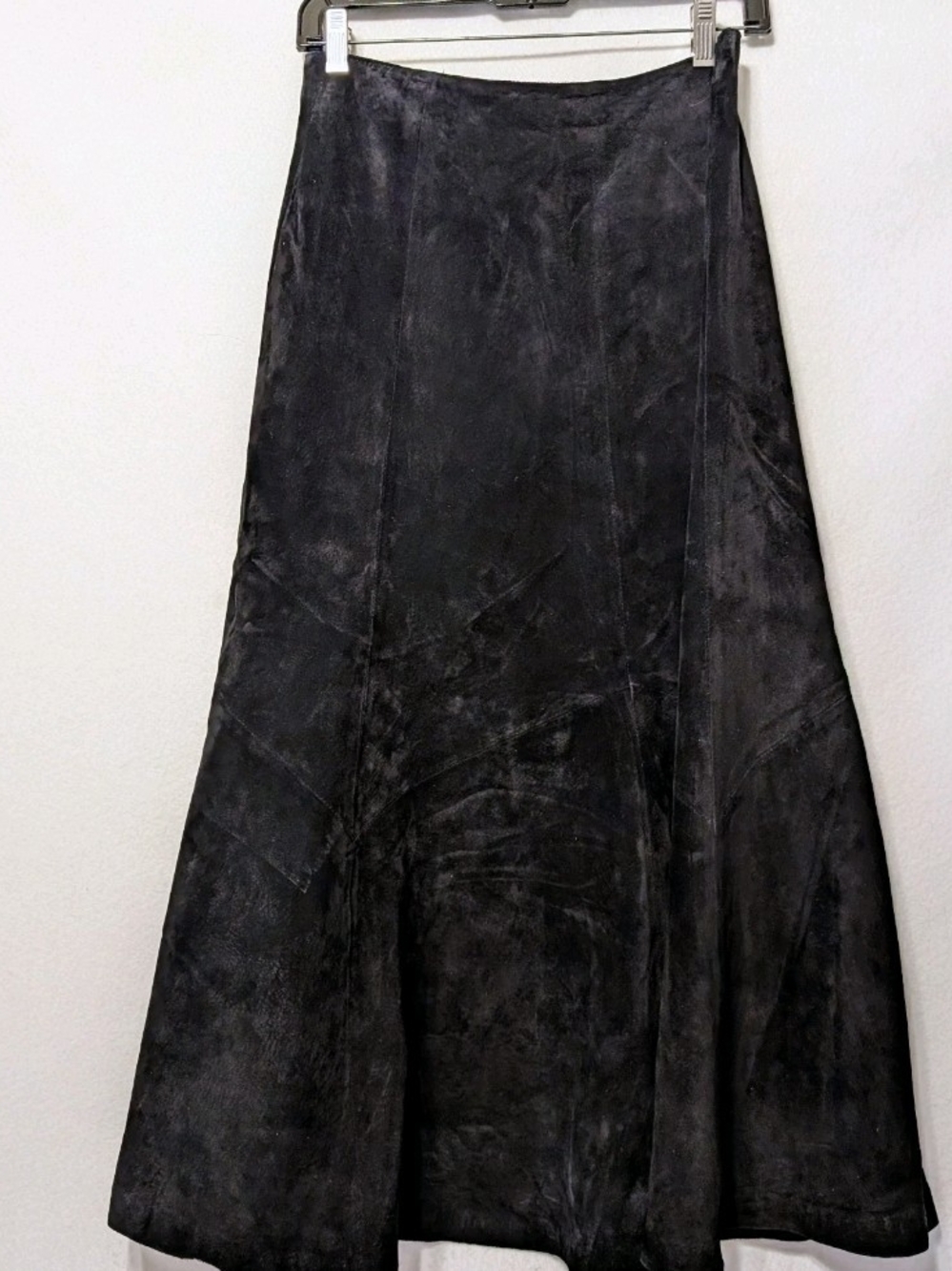 Black Suede A-Line Maxi Skirt